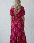 Floral Frilled V-Neck Ruffle Maxi Dress