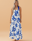 Floral Crisscross Tie-Back Sleeveless Maxi Dress