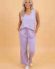 Mineral Wash Round Neck Tank & Pants Set