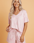 Camo V-Neck Tee & Drawstring Shorts Set