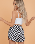 Checker High Waist Casual Shorts