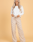 Bow Corduroy Drawstring Elastic Waist Pants
