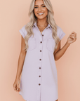 Denim Short Sleeve Double Chest Pocket Shirt Dress