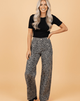 Leopard High Waist Wide Leg Jeans