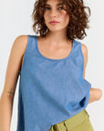 Wabi Sabi Crop Tank - Medium Wash