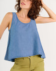 Wabi Sabi Crop Tank - Medium Wash