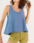 Wabi Sabi Crop Tank - Medium Wash