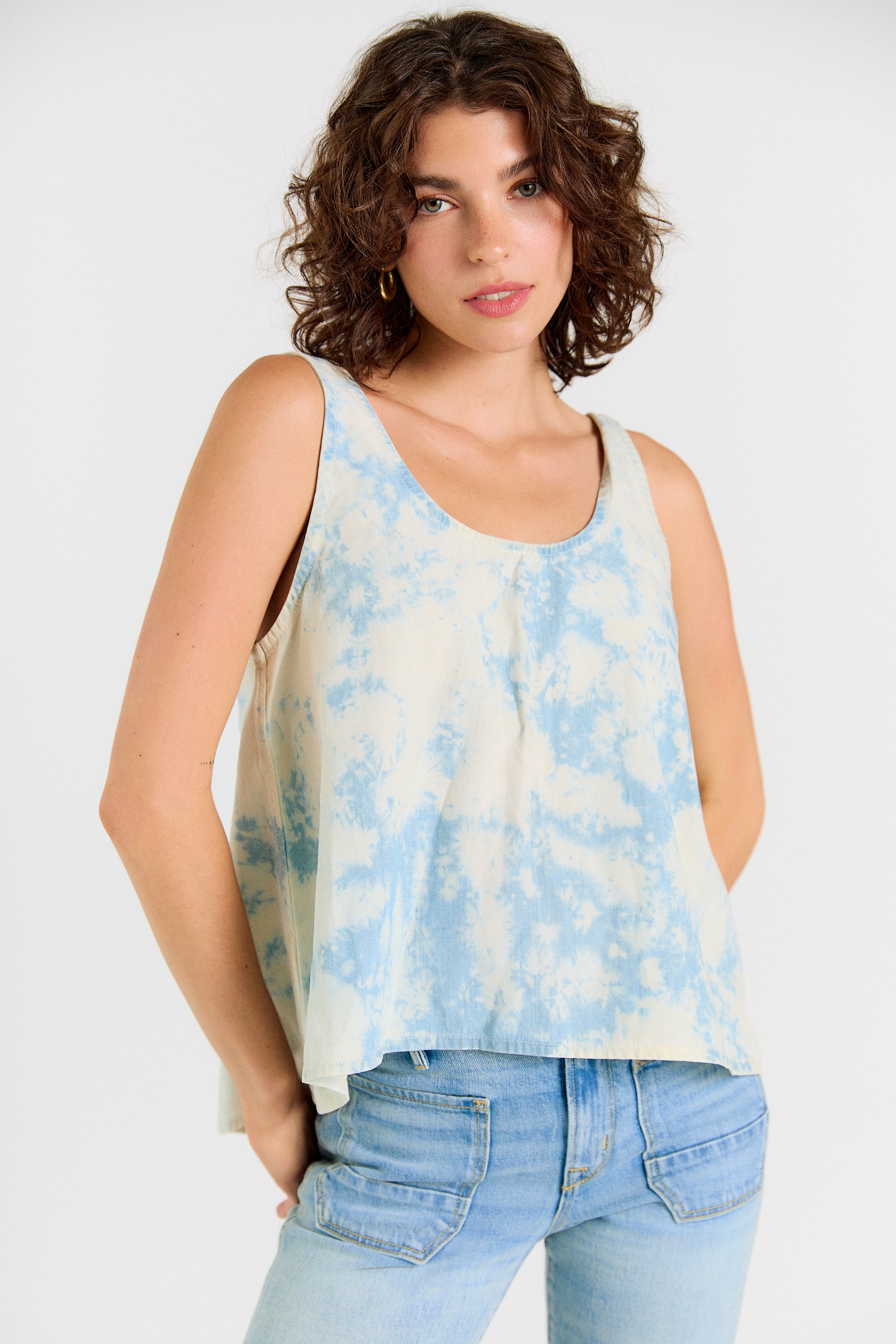 Wabi Sabi Crop Tank - Sky Wash