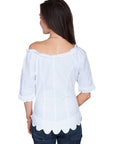Short Sleeve Ruffle Scoop Neck Blouse