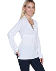 Long Sleeve Blouse With Tie Front