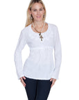 Long Sleeve Blouse With Tie Front