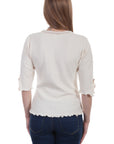 Three-Quarter Sleeve Lace Up Front Blouse