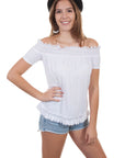 Off Shoulder Short Sleeve Blouse