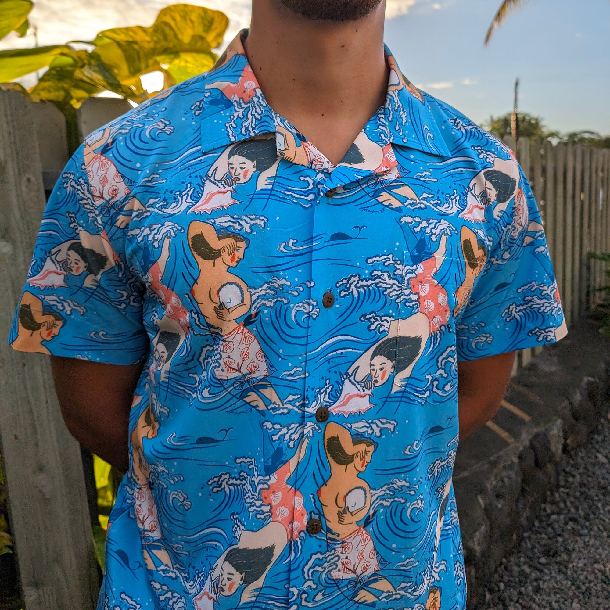 Oceanic Art Inspired Casual Men's Shirt With Ultra-Soft Breathable-Performance Fabric And Comfort