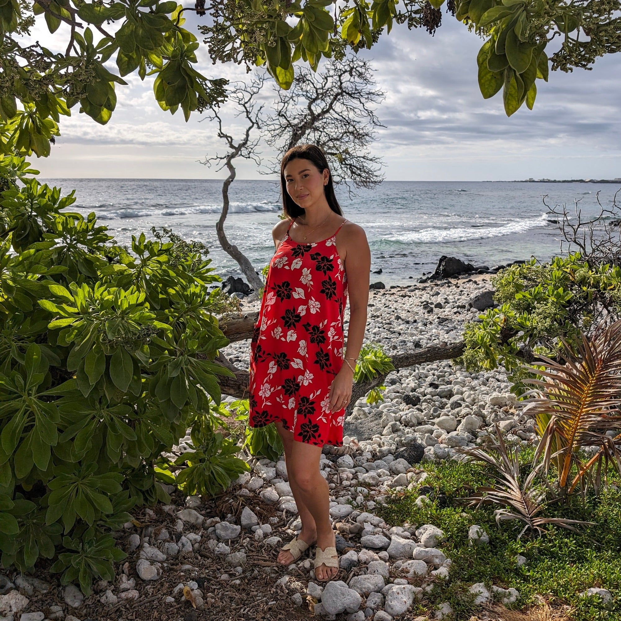 Floral Orchid Pareu Sundress With Pockets And Adjustable Straps