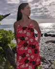 Floral Orchid Pareu Sundress With Pockets And Adjustable Straps