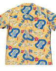 Surfboard Yellow Hawaiian Camp Shirt With Vintage Surf Style For Sunny Vacations