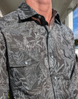 1950s Inspired Hawaiian Floral Long Sleeve Western Shirt