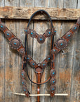 Medium Oil Navajo Style Copper Turquoise Browband & Breastcollar Tack Set 