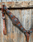 Medium Oil Navajo Style Copper Turquoise Browband & Breastcollar Tack Set 