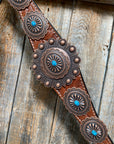 Medium Oil Navajo Style Copper Turquoise Browband & Breastcollar Tack Set 