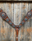 Medium Oil Navajo Style Copper Turquoise Browband & Breastcollar Tack Set 