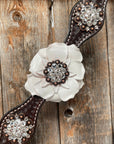 Dark Oil Basketweave White Browband/One Ear Tack Set with Witherstrap  