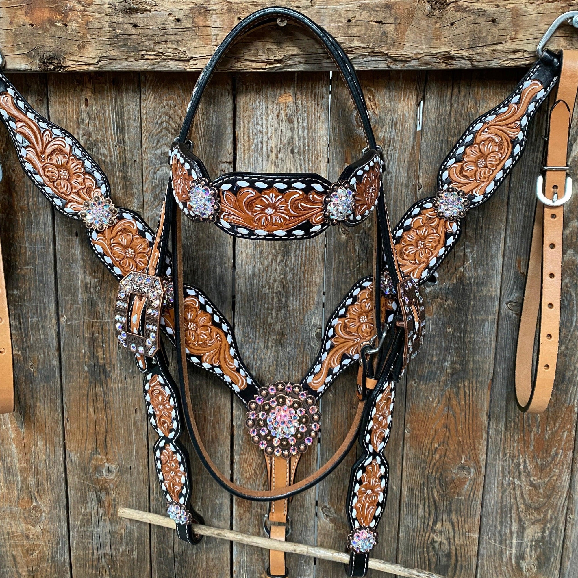 Classic AB Browband/One Ear Tack Set with Wither Strap  