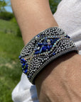 Navy and Silver Bead and Stone Fashion Bracelet XI106