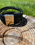 Black Leather Multi-Layered Beaded Fashion Bracelet XI124