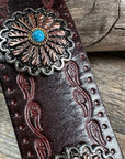 Antique Silver and Copper Flower Leather Bracelet LB103