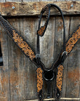 Copper Dot and Floral Headstall/Breastcollar Tack Set