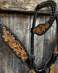 Copper Dot and Floral Headstall/Breastcollar Tack Set