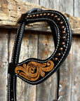 Copper Dot and Floral Headstall/Breastcollar Tack Set