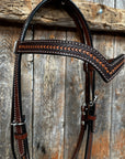 Foxtail Tooling Two Tone V-Browband Headstall / Bridle 