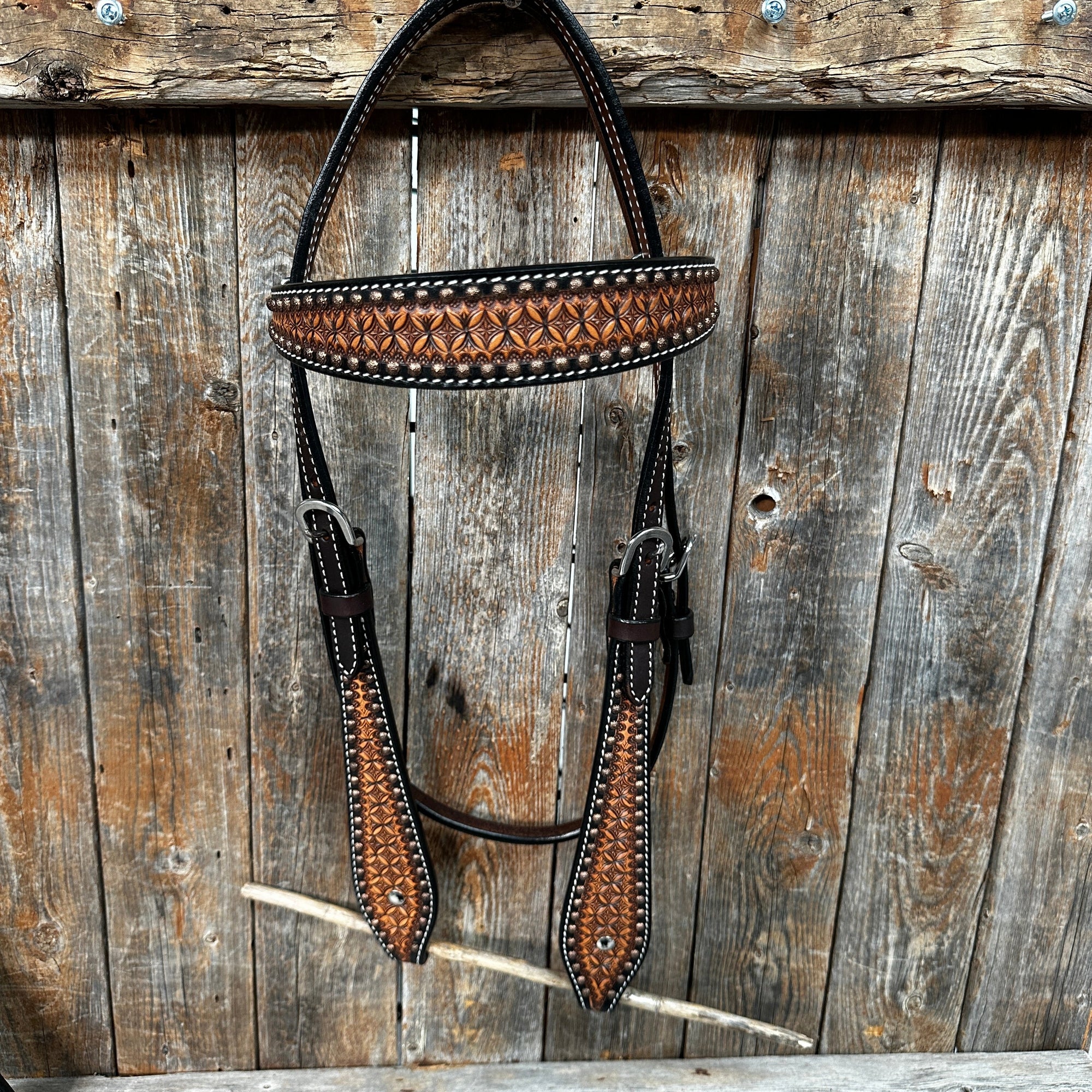 Two Tone Honeycomb Browband Headstall / Bridle 