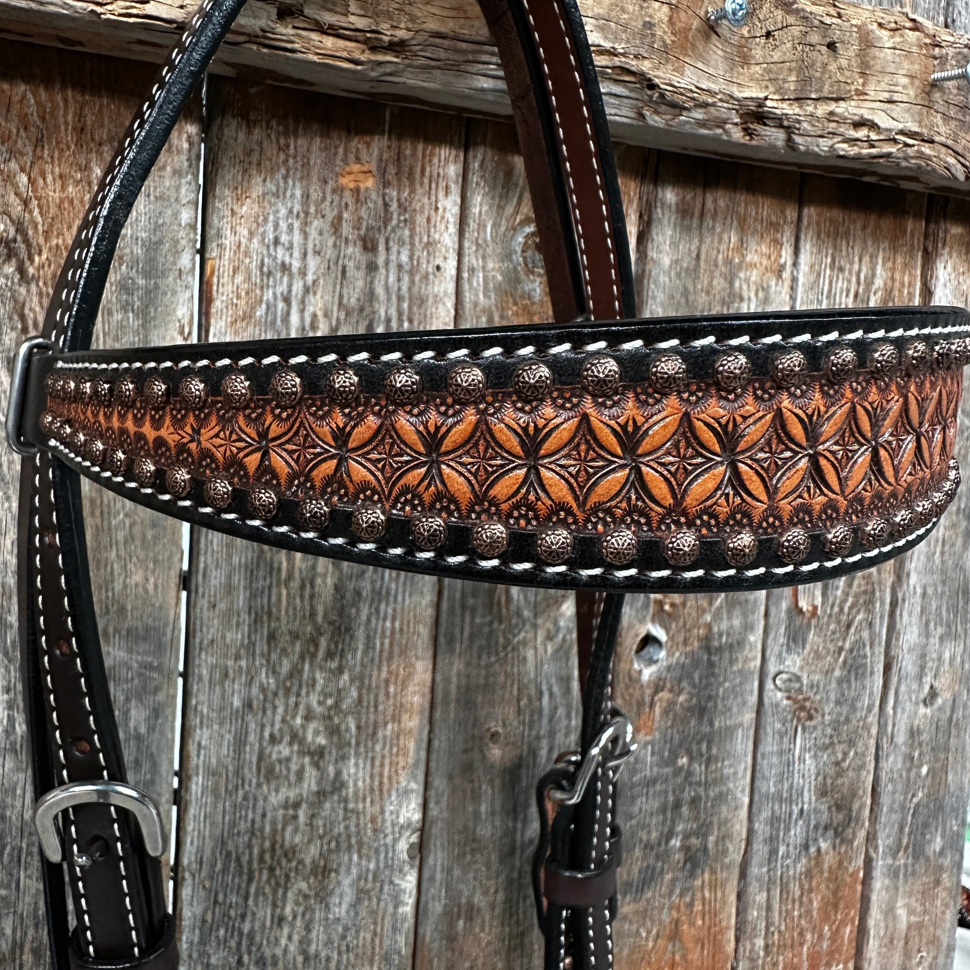 Two Tone Honeycomb Browband Headstall / Bridle 