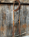 Light Oil Floral and Teal Dot One Ear Headstall / Bridle 
