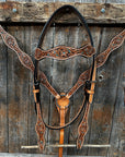 Light Oil Floral and Teal Dot Browband / One Ear Headstall and Breastcollar Tack Sets