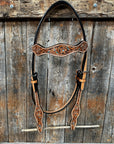Light Oil Floral and Teal Dot Browband Headstall / Bridle 
