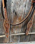 Light Oil Floral and Teal Dot Browband Headstall / Bridle 
