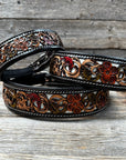 Floral White Inlay Wide Dog Collar 