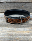 Floral White Inlay Wide Dog Collar 