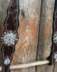 Dark Oil Floral Clear One Ear/ Breastcollar Tack Set 