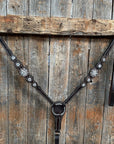 Dark Oil Floral Clear One Ear/ Breastcollar Tack Set 