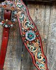 Rust Triangle Fire Opal and Teal One Ear/ Breastcollar Tack Set 