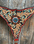 Rust Triangle Fire Opal and Teal One Ear/ Breastcollar Tack Set 