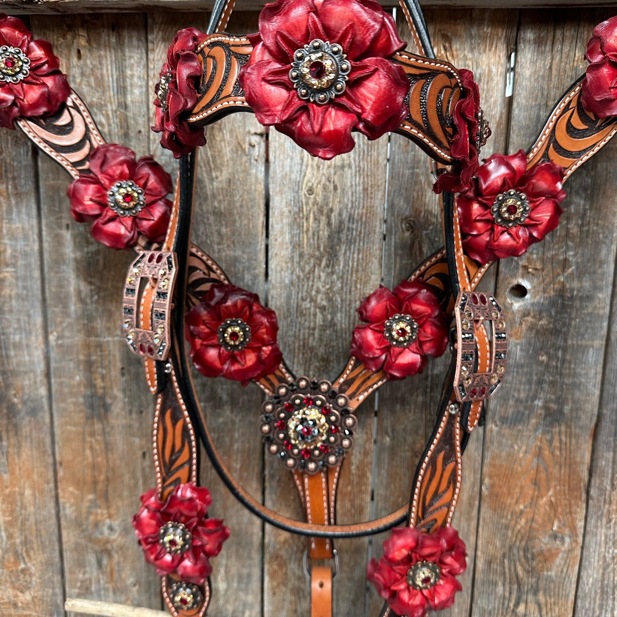 Zebra Ruby Browband / Breastcollar Tack Set 