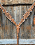 Light Oil Floral Tooled - White Whipstitch Breastcollar