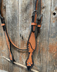 Basketweave - Leaf Scalloped Two Tone Browband Headstall/Bridle 